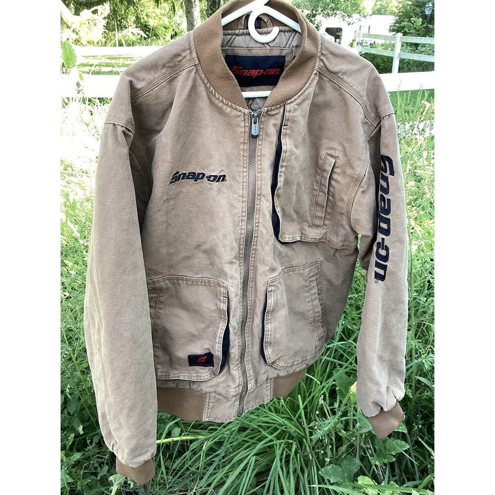 Snap On Tools Jacket Men Bomber Quilted Brown Canvas Work Limited Edition Sz XL